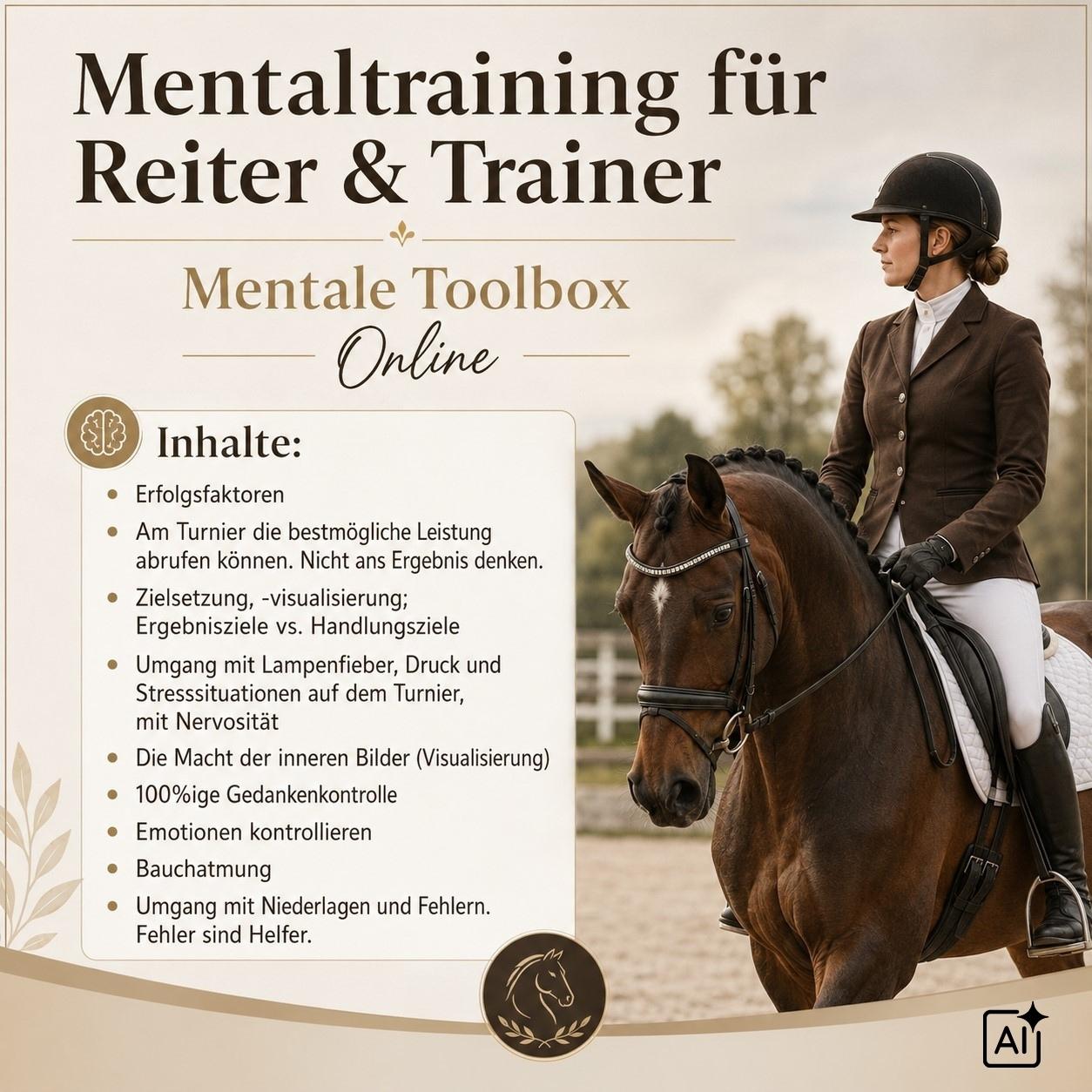 Mentaltraining für Reiter - Onlineseminar Mentaltraining für Reiter - Onlineseminar - Bild KI generiert